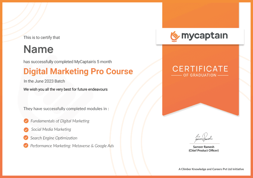 Pro course Cetificate
